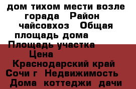 дом тихом мести возле горада › Район ­ чайсовхоз › Общая площадь дома ­ 350 › Площадь участка ­ 350 › Цена ­ 3 250 000 - Краснодарский край, Сочи г. Недвижимость » Дома, коттеджи, дачи продажа   . Краснодарский край,Сочи г.